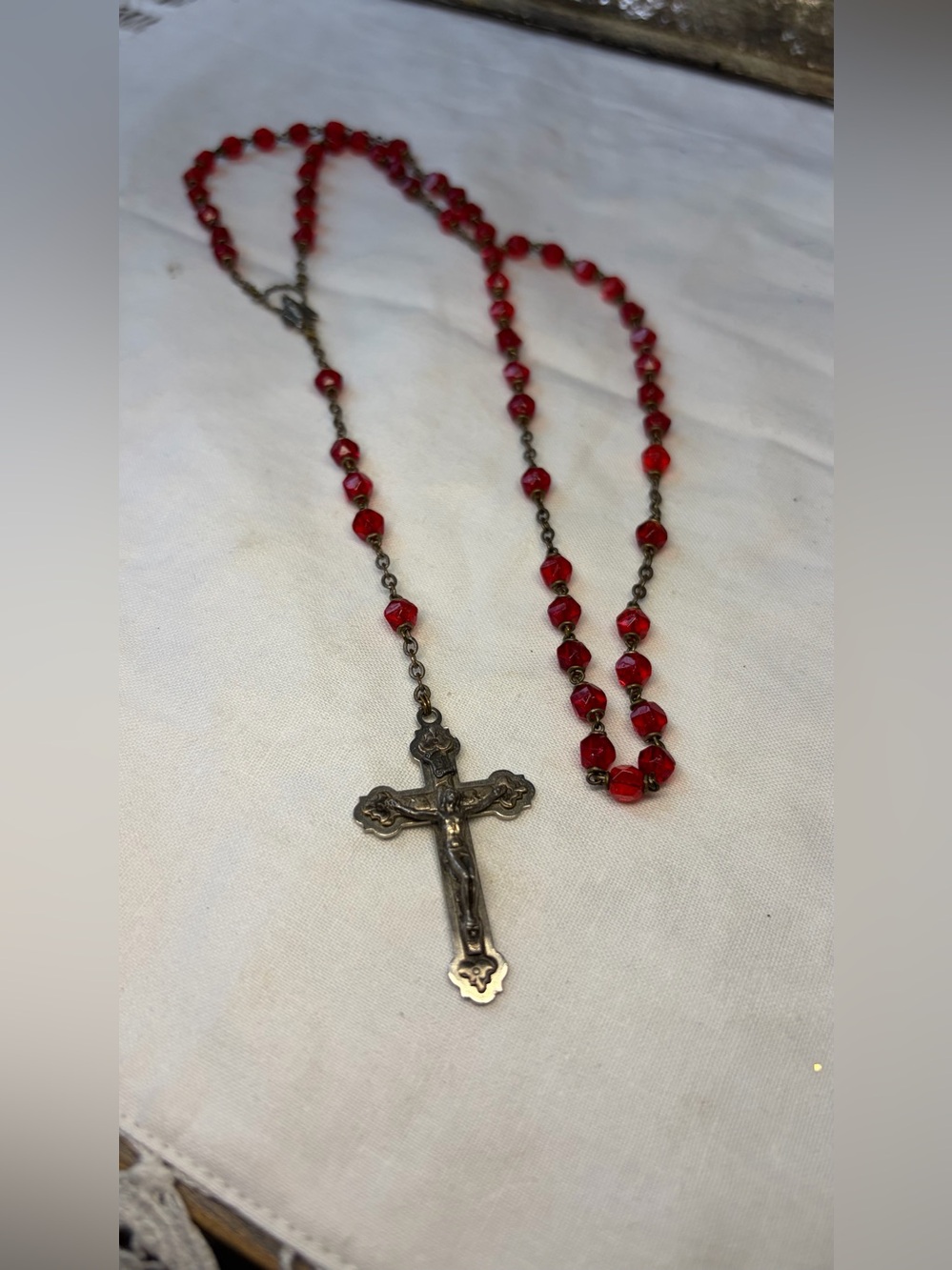 Vintage Rosary red glass beads Italy